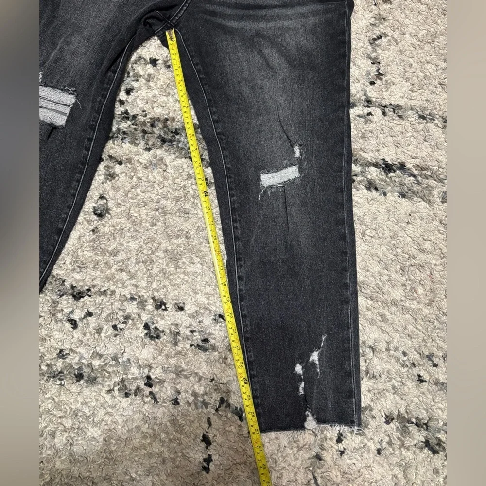 KanCan Charcoal Distressed Straight Leg Jeans